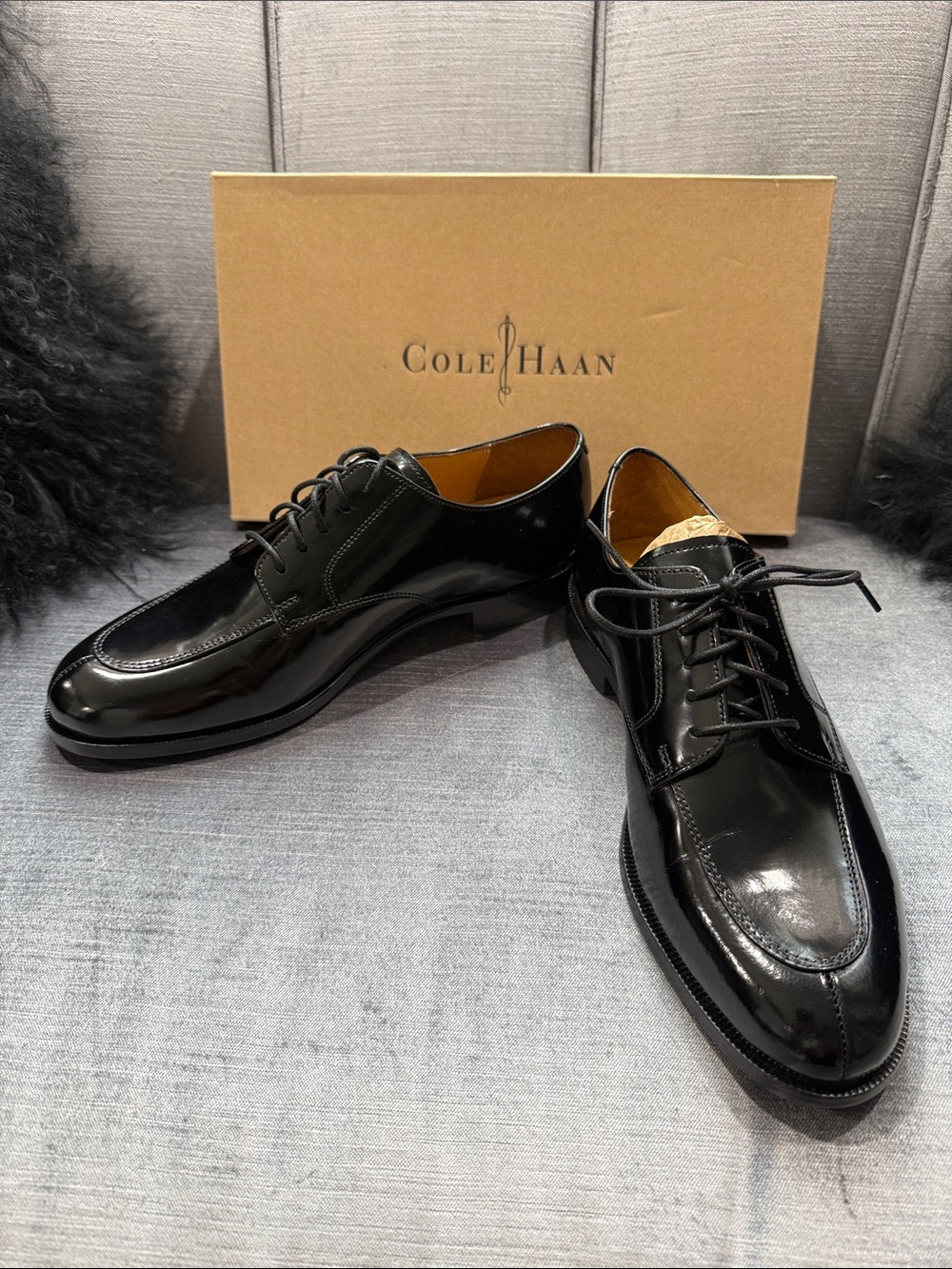 Cole Haan Men's Black Patent Leather Derby Oxfords